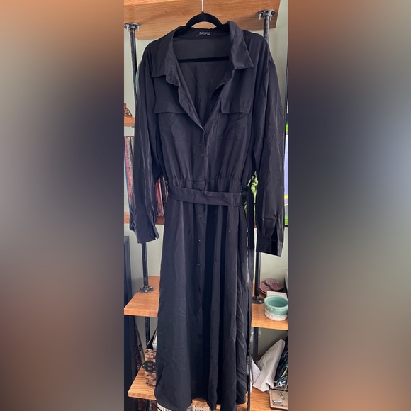 NWOT: Black Shirt Dress with Removable Belt - Picture 1 of 2